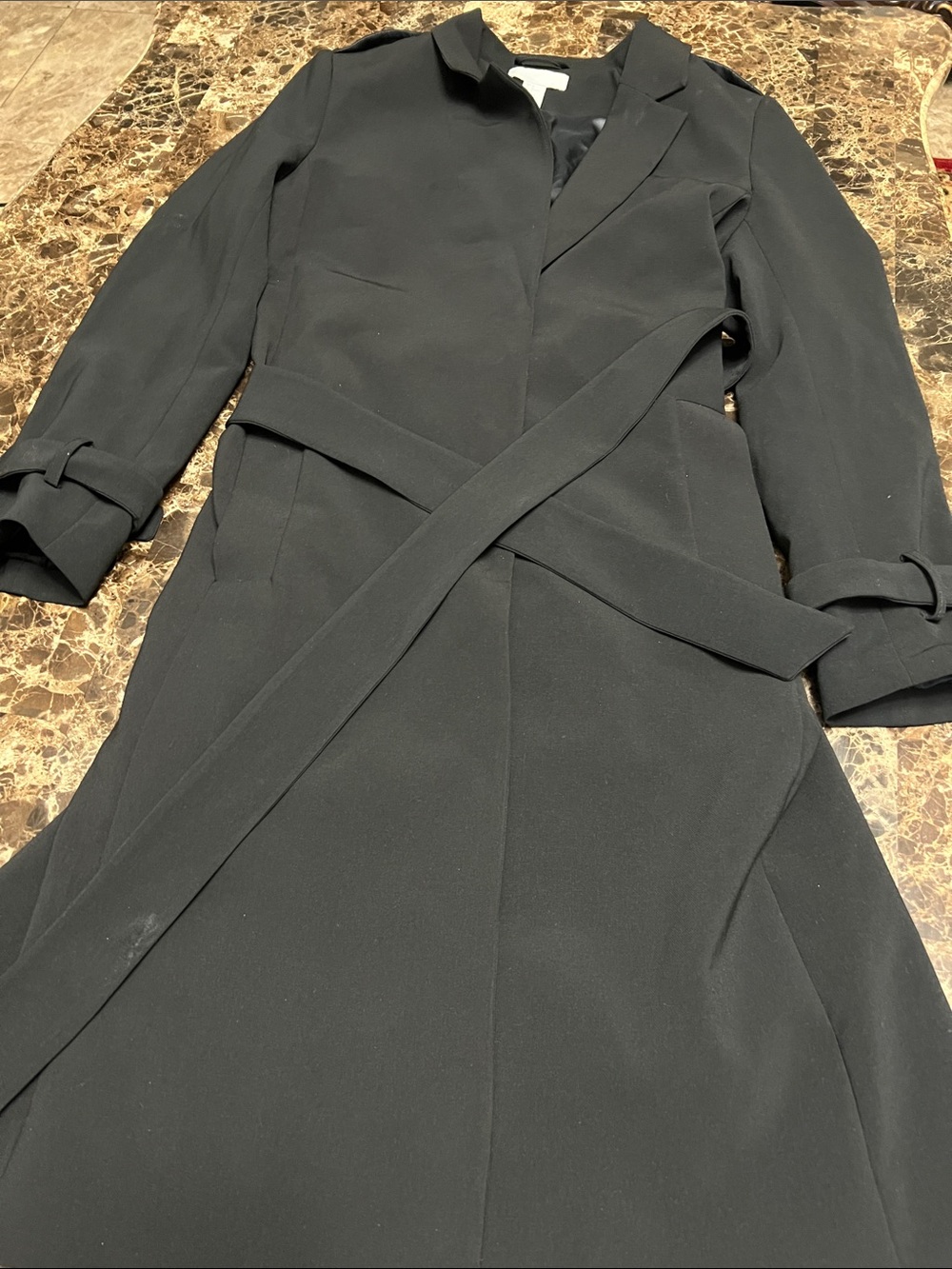 H&M Black Long Sleeve Wrap Trench Dress
